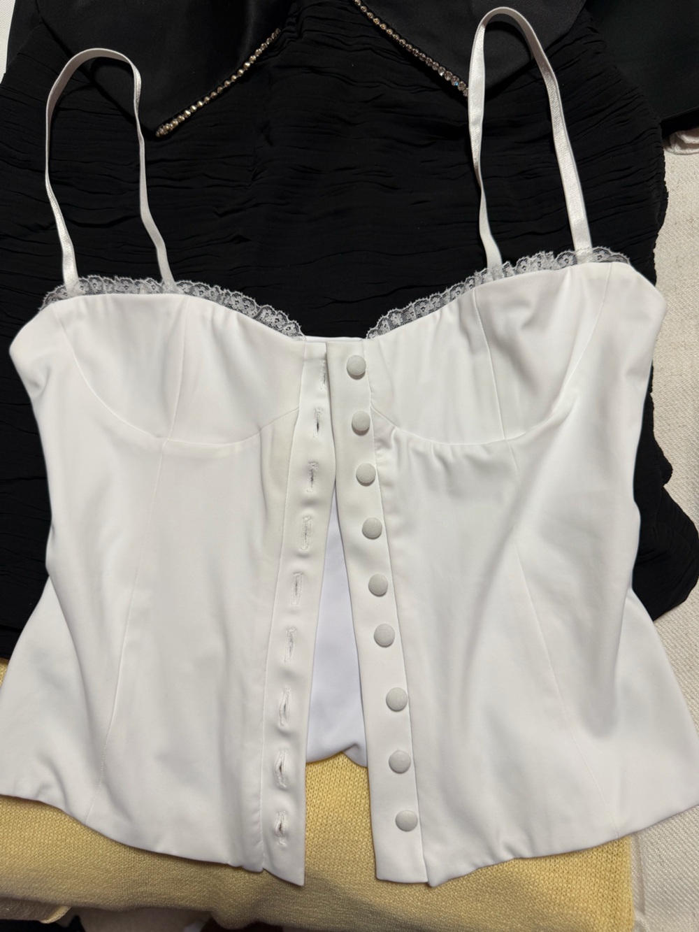 Bella Venice White Lace-Trim Bustier Top - Women